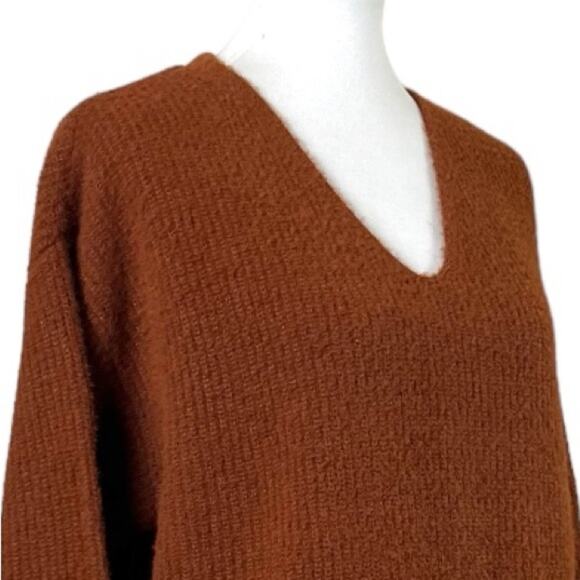 Apt. 9 Sweater V-neck Oversized Long Sleeves Soft Dark Orange Women’s Size Large - Picture 6 of 10